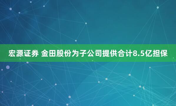 宏源证券 金田股份为子公司提供合计8.5亿担保